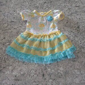 Vitamins Baby Yellow Floral and Gray/Blue Swirly Design